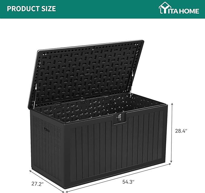 YITAHOME 150 Gallon Double-Wall Deck Box with Side Handles, Outdoor Large Storage for Patio Furniture Cushions, Garden Pool Accessories, Water Resistant & Lockable