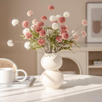 Faux Pink Kiku Flower, 10 Stems with 5 Heads Each & 4 Branches Eucalyptus Stems, Artificial Small Mini Chrysanthemum Flowers for Aesthetic Room Decor, Floral Arrangements Centerpiece