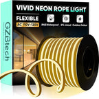 GZBtech Flexible LED Neon Rope Lights 100FT,AC 110-120V Waterproof Strip Light, 120 LEDs/M Cuttable Connectable Neon Lighting for Indoor Outdoor Home Decor/Commercial Building Use-Warm White 30M