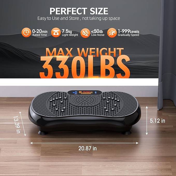 Vibration Plate Exercise Machine, Lymphatic Drainage Machine for Weight Loss, Full Body Workout Vibrate Fitness Platform, Helps Toning Shaping Wellness Home Gyms Workout - Max User Weight 330lbs