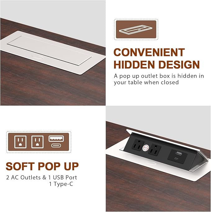 HIFYOBRO 24" Tall End Table with 2 Drawers and Charging Station, Type-C & USB Port & Power outlets, Wooden Storage Cabinet, 21" W Large Side Table with Storage for Living Room and Bedroom (Espresso)