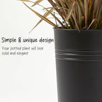 KOL 22''H 2-Pack Planter with Water Level Indicator - Galvanized Steel Pot - Self Watering Planters Flower Pot for Plant - Inner Pot Design - Round Metal Planter Box - Indoor Outdoor Planting - Black