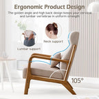 INZOY Mid Century Modern Accent Chair Set of 2, High Back Reading Armchair with Wood Frame, Upholstered Living Room Chairs with Waist Cushion, Single Lounge Arm Chair for Bedroom Sunroom, Beige