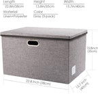 PRANDOM Extra Large Collapsible Storage Bins with Lids [3-Pack] Linen Fabric Foldable Storage Baskets Boxes Organizer Containers Cube with Cover for Bedroom Closet Office Nursery (22.8x15.75x13.8)