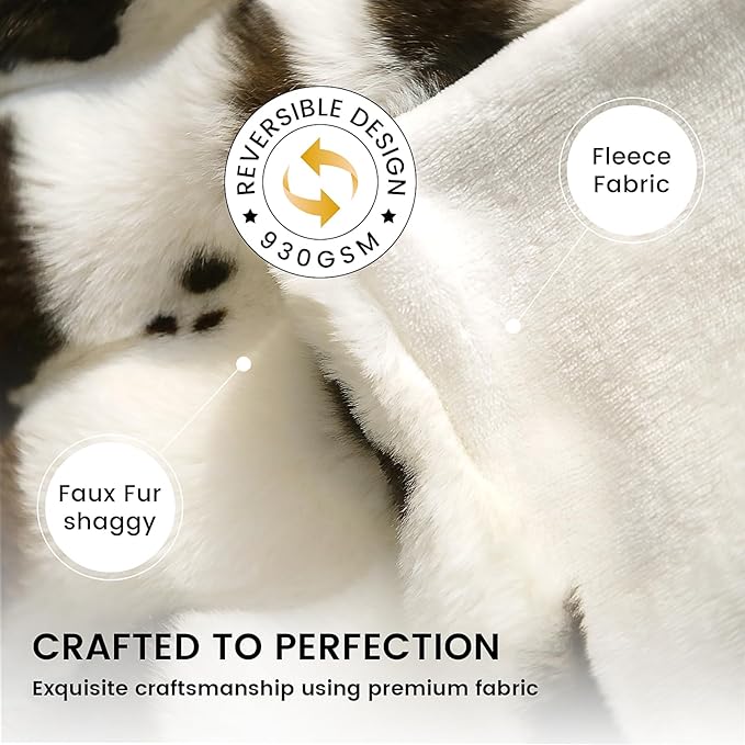 Cow Print Faux Fur Throw Blanket for Couch, Soft & Plush Fuzzy Blanket for Sofa, Bedroom, Living Room, Super Soft Warm for Adults Kids Girl Gifts Bedroom Couch Sofa Travel,50x60 Inches Black Brown