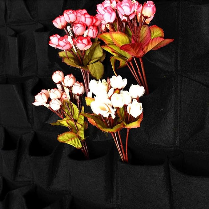 Ogrmar 36 Pockets Vertical Wall Garden Planter Plant Grow Bag for Flower Vegetable for Indoor/Outdoor (36 Pockets, Black)