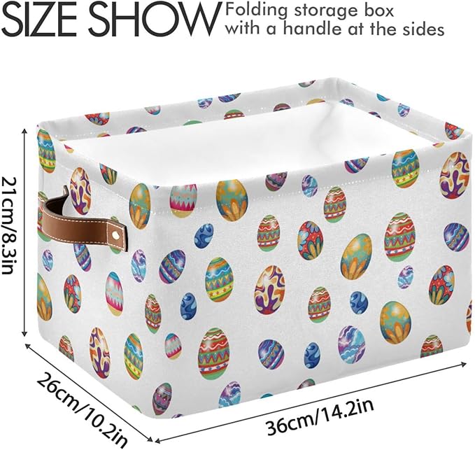 Easter Storage Basket Cube Storage Bins Organizer Bag Collapsible Closet Shelf Baskets with handle for Baby Cloth Pet Toy Book 14.2×10.2×8.3 IN