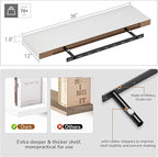 10 inch Deep Wall Shelves 36 inche Long, 1.8 Thick Single Floating Shelf Wall Mounted, Heavy Duty 70 lbs Shelves for Bedroom, Books, Living Room, Kitchen, Office Modern Farmhouse Decor, White