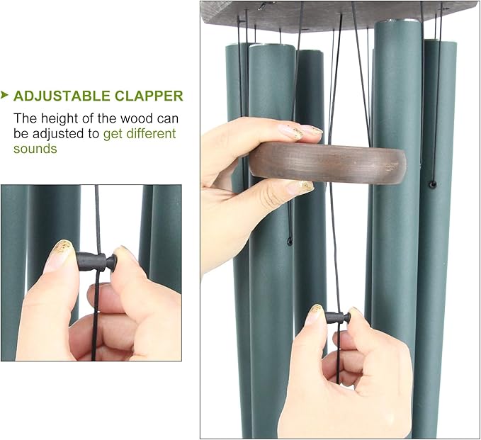 Wind Chimes Outdoor Large Deep Tone,Sympathy Wind Chime Outdoor, Memorial Wind-Chime with 6 Tuned Tubes, Elegant Chime for Garden, Patio, Balcony and Home Decor, Matte Green