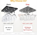 2 Pcs Wine Glass Holder,Stemware Rack Punch-free Hanging Under Cabinet for Bar,Kitchen and Restaurant (Grey)