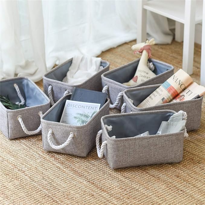TheWarmHome Storage Bins for Shelves - 11.8x7.9x5.2 inch Grey Small Storage Baskets for Organizing, Fabric Storage Cubes Closet Organizer for Home Nursery Gift Decorative (Gray)