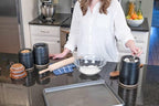 Nat & Jules Lidded Black 6 inch Ceramic and Wood Kitchen Canisters Set of 3