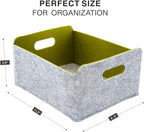 Welaxy Storage Baskets Collapsible Felt Storage bin Foldable Shelf Drawers Organizers for Kids Pet Toys magazine Books Clothes Closet Cabinet decluttering (Curry +Moss green + Wild berry)