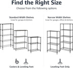 Amazon Basics 4-Shelf Steel Wire Storage Rack, Adjustable, Sturdy, Easy Assembly, 13.4 D x 23.2 W x 48 H in, Black