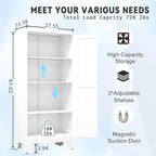 61.02" Pantry Cabinet, Kitchen Pantry Storage Cabinets with Adjustable Shelves and Feet, White Pantry Storage Cabinet for Kitchen, Dining Room, Living Room and Bathroom (White) Metal