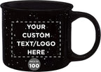 DISCOUNT PROMOS Custom Ceramic Campfire Coffee Mugs 13 oz. Set of 100, Personalized Bulk Pack - Perfect for Tea, Espresso, Cappuccino, Hot Cocoa - Black