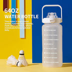 64oz,100oz,128oz Large Motivational Water Bottle with Time Marker, Leakproof & BPA Free Half Gallon Big Water Bottle with Straw Handle Tritan Frosted Water Jug for Gym,Fitness,Outdoor Sports