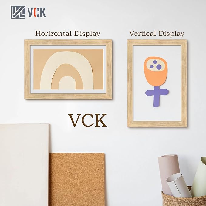 VCK 11x17 Picture Frame 3 Pack - Oak, Natural Solid Wood Poster Frames, Wall Gallery Frame