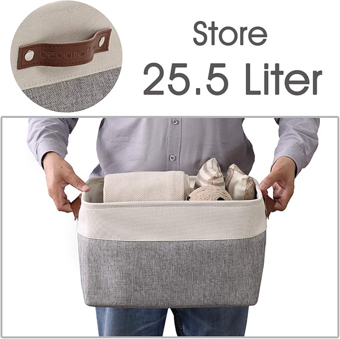 DECOMOMO Storage Bins Fabric Storage Baskets for Shelves, Linen Closet Organization Toys Nursery (Mixed Neutral, Large - 3 Pack)