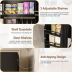 51" Metal Kitchen Pantry Cabinet, Storage Cabinets with 2 Door and 3 Adjustable Shelves, Black Freestanding Food Storage Cabinet, Steel Cupboard for Kitchen Dinning Room