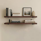CONSDAN Floating Shelves for Wall Mounted Book Shelf Hanging Shelves Floating Bookshelf for Bedroom, Bathroom, Living Room, Kitchen USA Grown Solid Hardwood, Dark Maple 60x7.5x1.5 in (Set of 2)