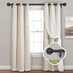 Black Adjustable Curtain Rods for Windows:36-88" Farmhouse Heavy Duty Curtain Rod for Bedroom Living Room,Boho Decorative Rustic Drapery Rods with Vintage Coastal Texture Finial,Matte Black