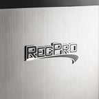 RecPro 3.3 Cu Ft 12V RV Refrigerator | Stainless Steel Frost-Free Fridge with Can Holder | Compact Camper Fridge with Door Storage, 7 Temp Settings | 19”W x 19”D x 32.75”H