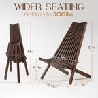 IDZO Elina FSC Eucalyptus Tamarack Chair, 300Lbs Capacity Modern Adirondack Style, Wooden Folding Seat, for Fire Pit Outdoor & Indoor - Cinnamon, Single