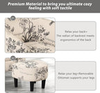 INZOY Modern Accent Chair with Ottoman for Small Space, Club Chair with Ottoman Set, Comfy Fabric Barrel Reading Chairs for Living Room Bedroom, Round Reading Chair with Foot Rest, Flower Pattern