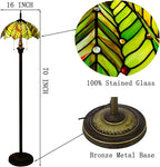Tiffany Floor Lamp Stained Glass Lamp Standing Reading Light 16x16x70 Inch for Living Room (Amber Green Beach Coconut Tree Style)