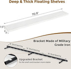 72 Inch Floating Shelves White, 72 x 9 Rustic Wooden Fireplace Mantel, 9 Inch Floating Shelf for Wall, Farmhouse Wall Shelves for Home Storage & Display