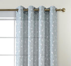 MIUCO Floral Embroidered Semi-Sheer Curtains Faux Linen Grommet Window Panel Pair for Nursery 52 x 63 Inch, Sea Foam