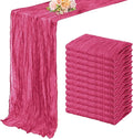 Hot Pink 12 Pack Cheesecloth Table Runner 10FT Boho Fabric Rustic Cheese Cloth Table Runner for Wedding 20 x 120 Inch Long Bridal Shower Baby Shower Gauze Sheer Birthday Party Table Decorations