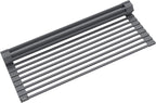 Kraus Multipurpose Over-Sink Roll-Up Dish Drying Rack, Colander and Trivet in Dark Grey, KRM-10DG