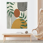 ICMOLYYENLO Boho Plant Aesthetic Tapestry, Abstract Medieval Arch Sun Home Aesthetic Wall Hanging For Bedroom Living Room Dormitory Tapestry 30x40 Inches
