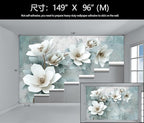 WFBHUA-Green Floral Wallpaper Mural Modern Large 3D Art Flower Wallpaper for Living Room Bedroom Bathroom Wall Mural(Not Peel and Stick)