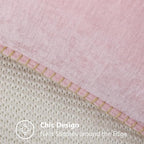 decorUhome Chenille Soft Throw Pillow Covers 16x16 Set of 2, Farmhouse Velvet Neutral Decorative Euro Pillow Covers with Stitched Edge for Couch Sofa Bed Home Decor, Blush Pink
