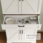 72'' Kitchen Storage Pantry Cabinet, Tall Storage Cabinet with 8 Door Shelves, 2 Cabinets and 1 Drawer, Freestanding Cupboard for Kitchen, Dining Room, Bathroom, Laundry, Off White