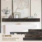 60x8x3 Fireplace Mantel - Handcrafted Hollow Rustic Solid Wood Wall Mounted Floating Shelf with Invisible Heavy Duty Wood Bracket (Weathered Black)