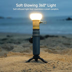 ELECOM NESTOUT Outdoor Camping LED Lantern w/ Mini Tripod, Dimmable USB Powered Soft LED Light, IP44 Water Dust Resistant, 10-350 Lumen, Portable Lamp for NESTOUT Power Bank, Beige (LAMP-1)