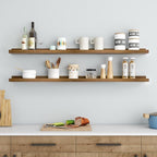 Picture Ledge Wall Shelves 48 inch Width Set of 2, Solid Pine Wood Rustic Floating Ledge Shelves for Wall for Kids' Room Bedroom Kitchen Bathroom Living Room Nursery Display Wall Decor, Walnut
