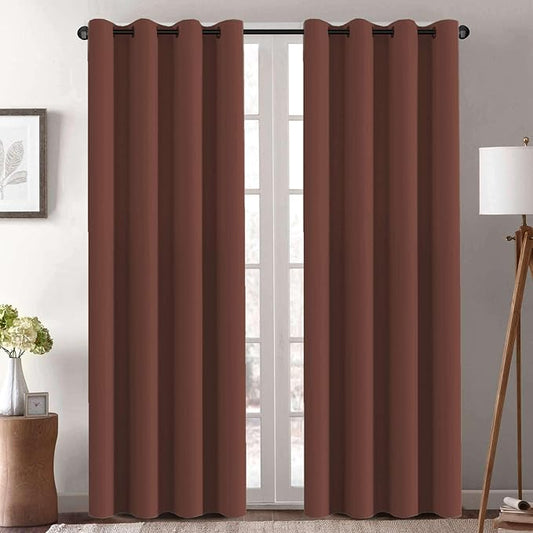 H.VERSAILTEX Thermal Insulated Blackout Window Panels Microfiber Formaldehyde-Free Kids Curtains for Holiday Season Home Decoration,Grommet Top,52 by 96 - Inch - Rust - Set of 2