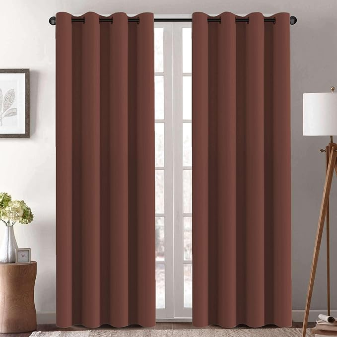 H.VERSAILTEX Blackout Curtains 84 inches Long for Living Room Thermal Insulated Room Darkening Window Treatment Panels Drapes Light Reducing Curtains for Bedroom, 2 Panels, 52" W x 84" L, Rust
