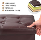 ALASDO Brown Leather Storage Ottoman Footrest Stool, 17x13x13inches, Modern Style