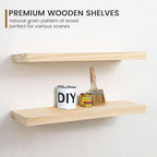 Fun Memories Farmhouse Floating Shelves - 8 Inch Deep Rustic Wood Wall Shelf - Premium Solid Pine Wood Storage Shelf for Kitchen Living Room Bedroom - 24" W x 8" D - Set of 2 - No Stain - Unfinished