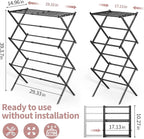 APEXCHASER Clothes Drying Rack, 3-Tier Laundry Drying Rack for Clothes, Expandable Metal Clothing Dryer, Collapsible Towel Rack, Air Drying Rack, Black
