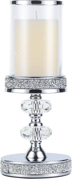 Pillar Candle Holders, Candle Holders for Pillar Candle, Crystal Candlesticks Holder for Home Decor, Wedding, Events, Coffee Dining Table CH048MD