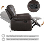 CANMOV Leather Recliner Chair, Classic and Traditional Manual Recliner Chair with Comfortable Arms and Back Single Sofa for Living Room, Dark Grey