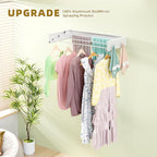 Wall Mounted Drying Rack for Laundry 19.8'', Folding Drying Rack Clothing Wall Mount with 3 Rods and 4 Hooks, Space Saving for Indoor Outdoor Bathroom Balcony (White, 19.8'')