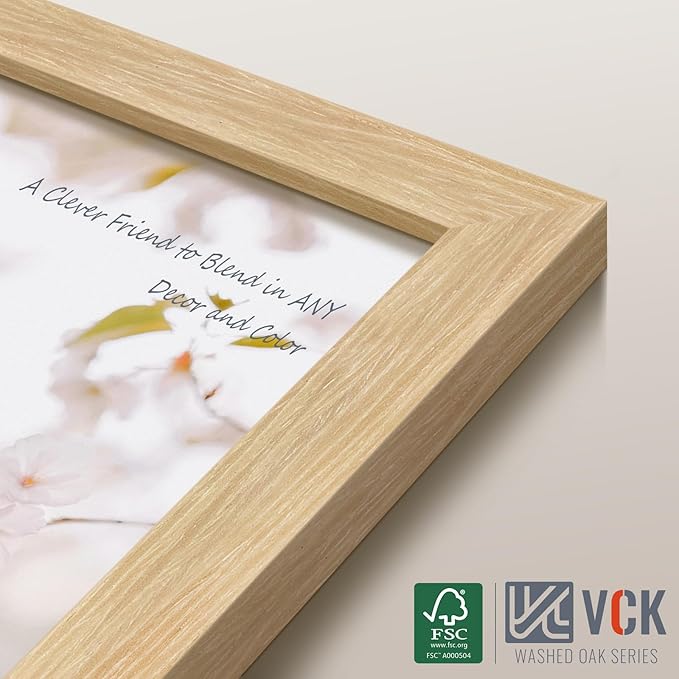 VCK 24x36 Oak Poster Frame 3 Pack, Natural Solid Wood Picture Frames, Wall Mounting Hanging
